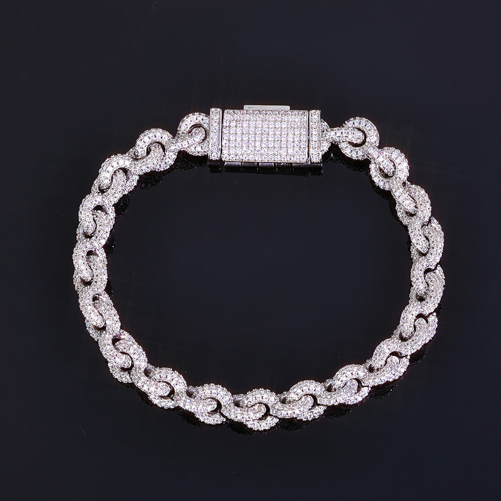 8mm/8inch S925 Moissanite Iced Link Bracelet