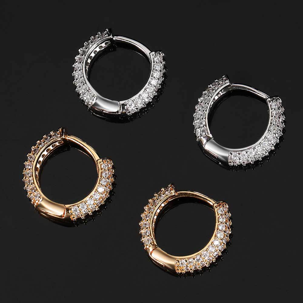 CZ Iced Huggie Hoop Earrings