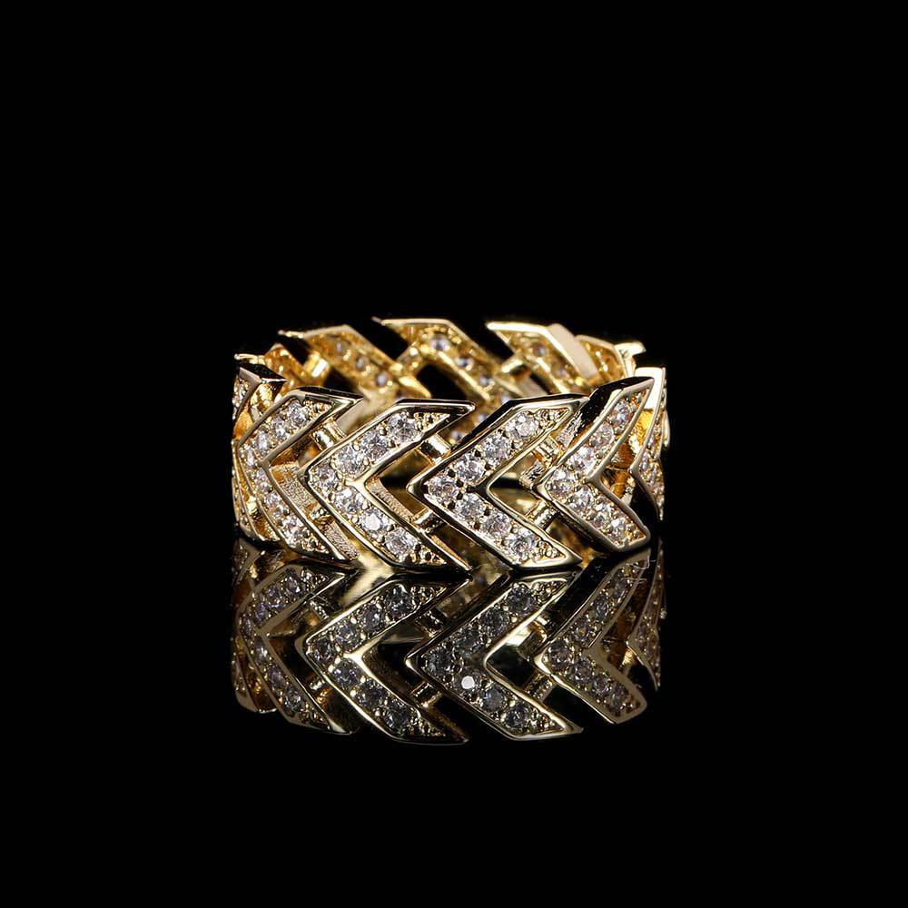 Iced Chevron CZ Band Ring