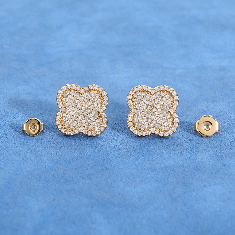 S925 Moissanite Clover Stud Earrings
