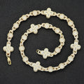 10mm/20inch Moissanite Flower Link Chain Necklace in S925 Silver