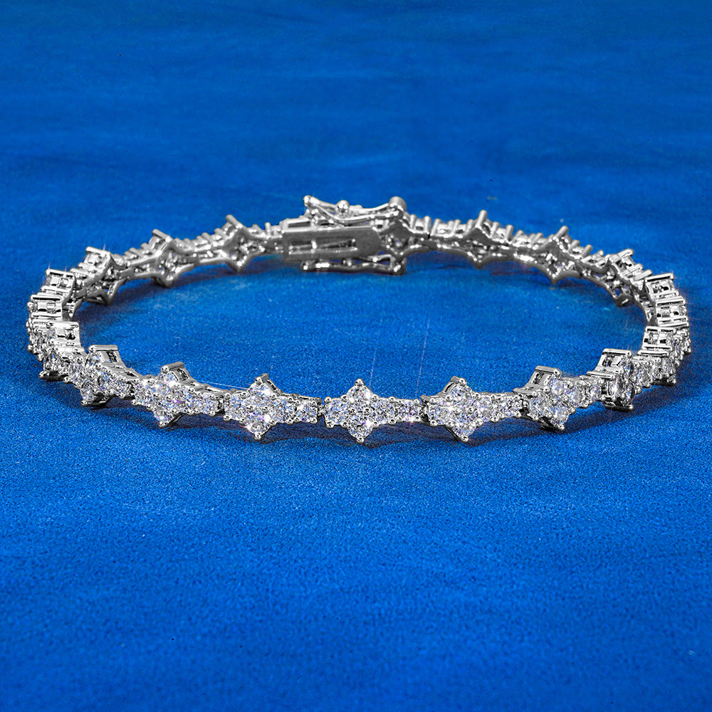 6.5mm/8inch S925 Moissanite Cluster Tennis Bracelet