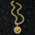 Iced Logo Coin Pendant Necklace with 20" Cuban Chain