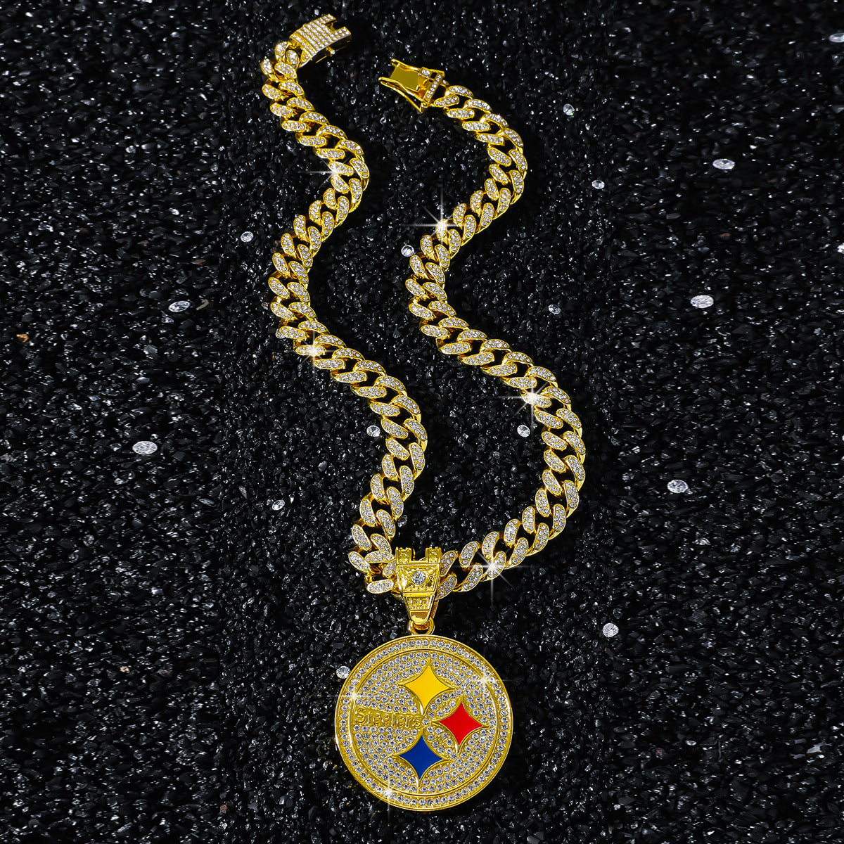Iced Logo Coin Pendant Necklace with 20" Cuban Chain