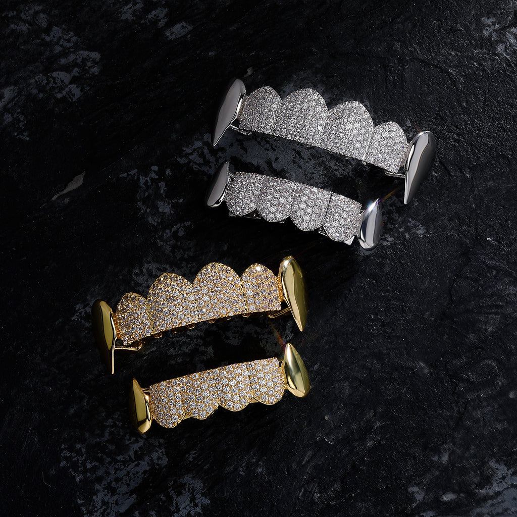 CZ Iced Out Fang Grillz Set