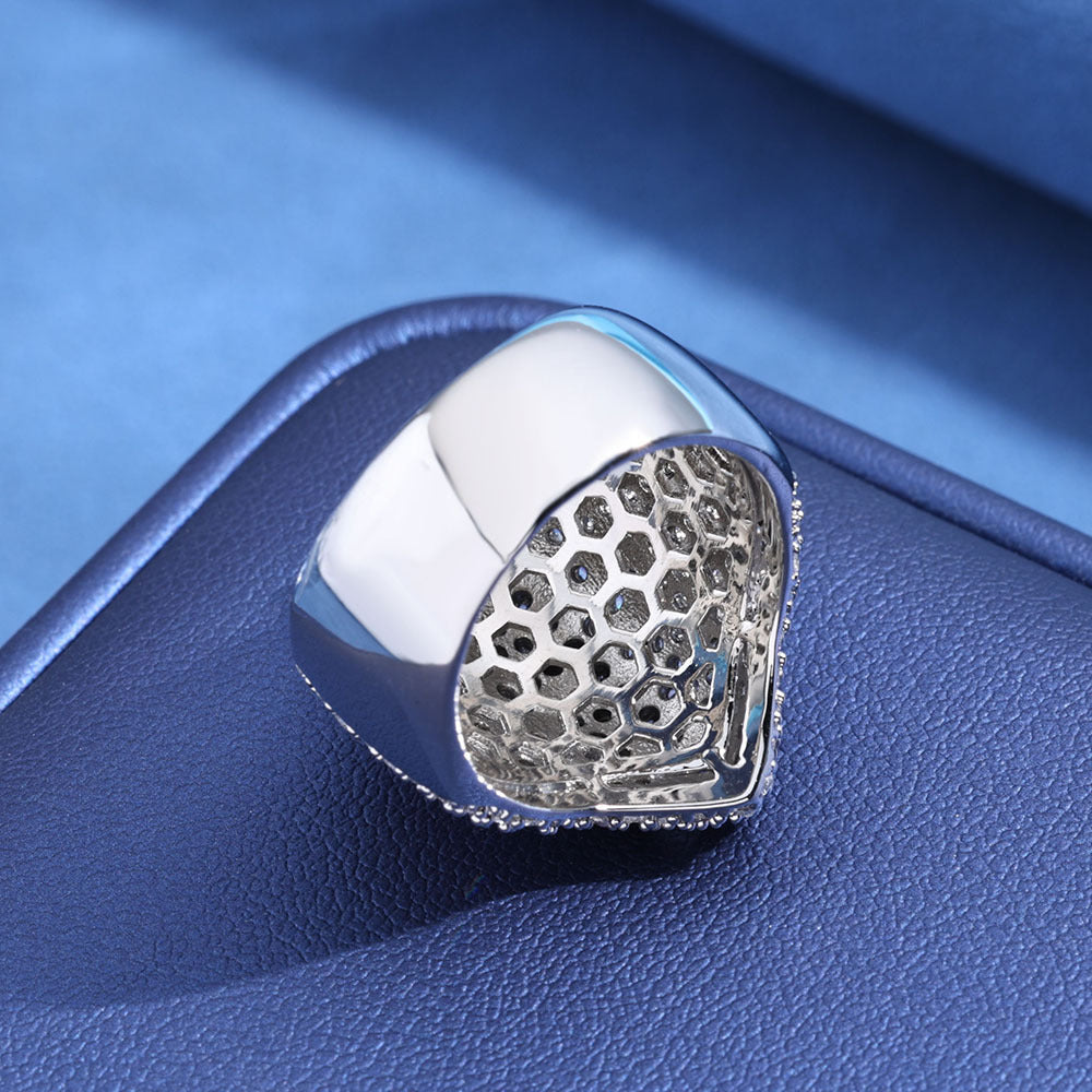 S925 Moissanite Iced Cross Signet Ring