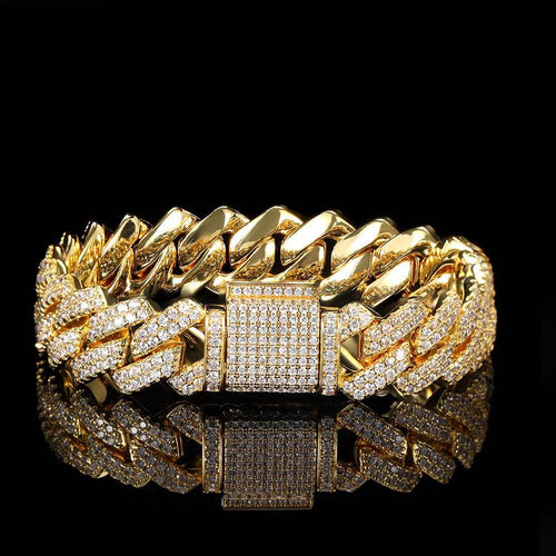 14m/8inch CZ Iced Out Cuban Link Bracelet