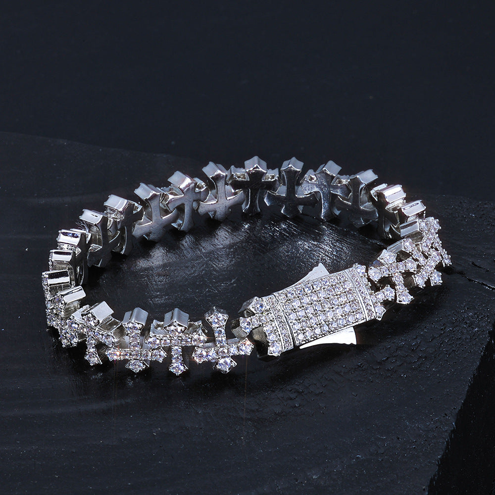 8.5mm/8inch Iced Cross Link Bracelet