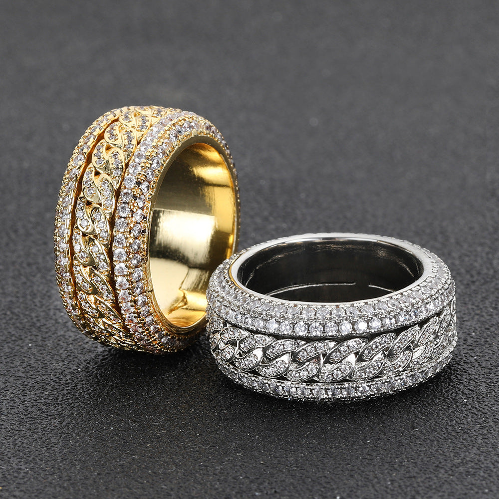 Iced Cuban Link Band Ring