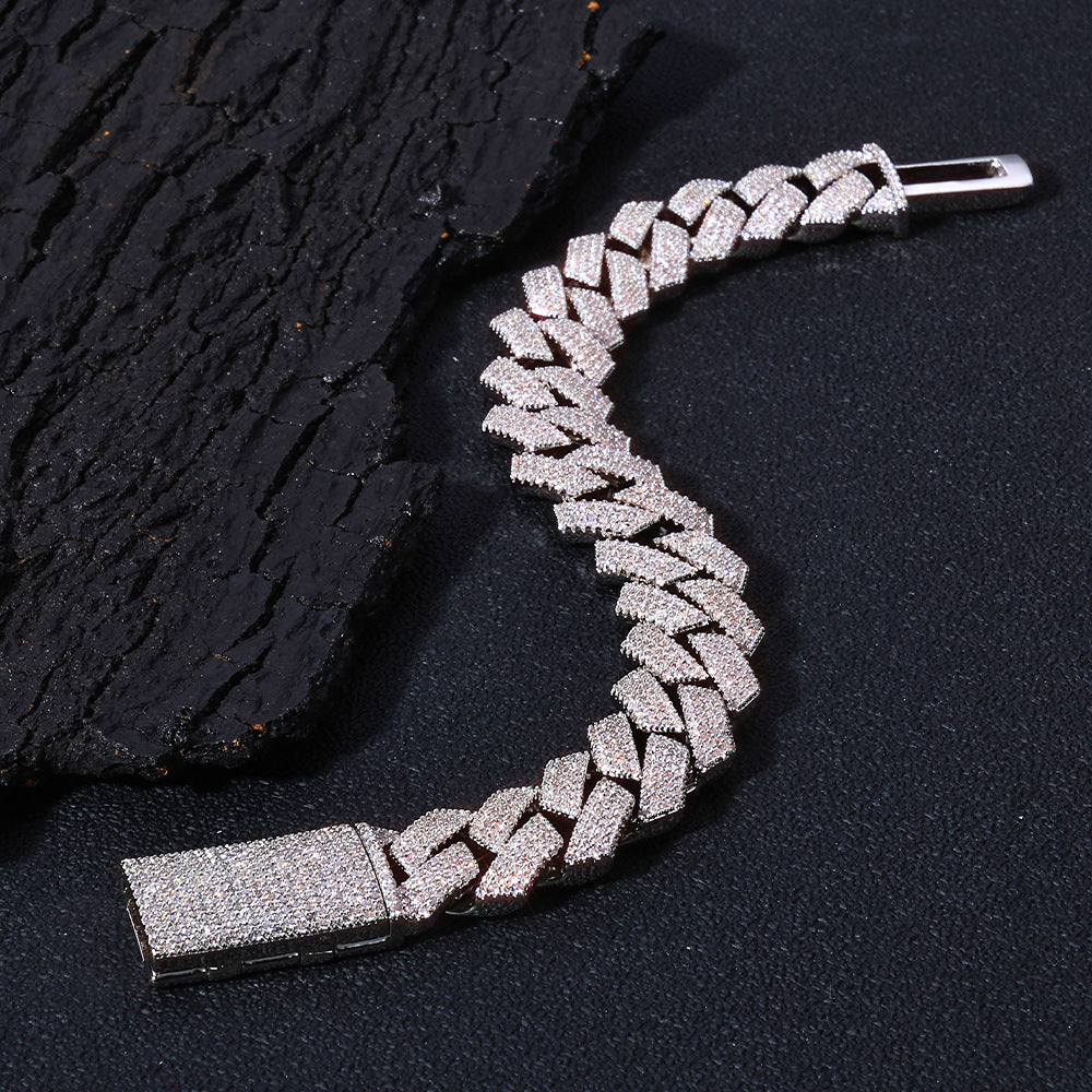 15mm/8inch S925 Moissanite Cuban Link Bracelet
