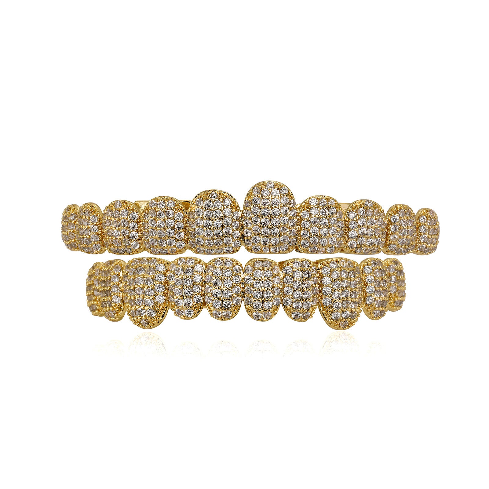 Copper CZ Iced Out Grillz Hip Hop Dental Cap Set