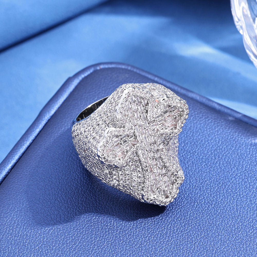 S925 Moissanite Cross Statement Ring