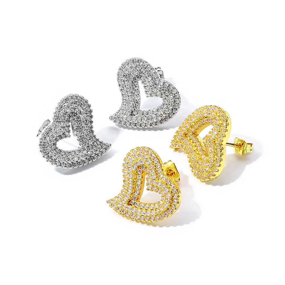S925 Moissanite Heart Stud Earrings