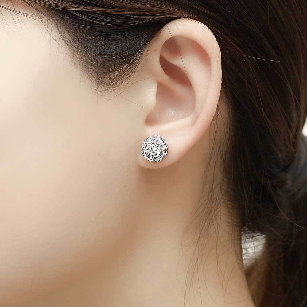 CZ Iced Round Stud Earrings
