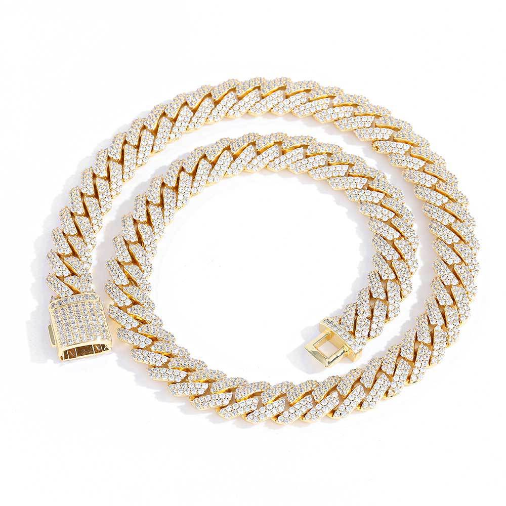 15mm/20inch Rhinestone Cuban Link Chain Necklace