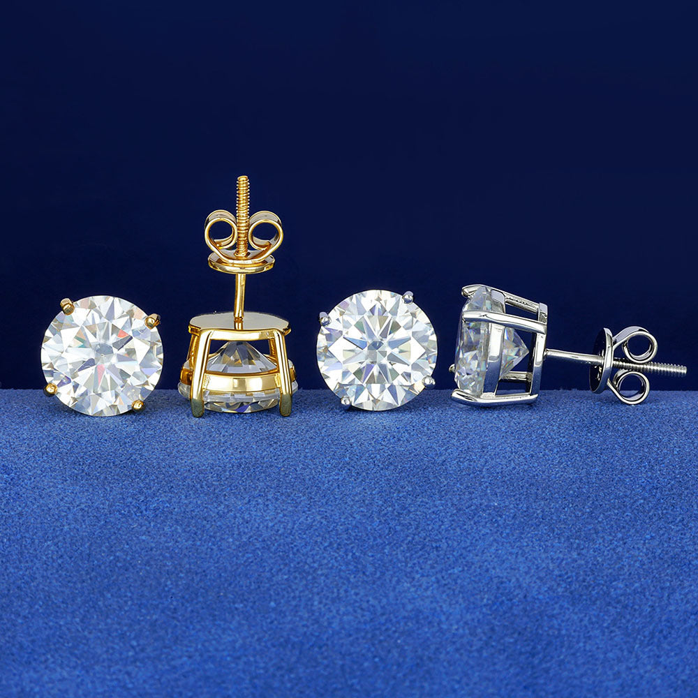 S925 Moissanite Round Stud Earrings