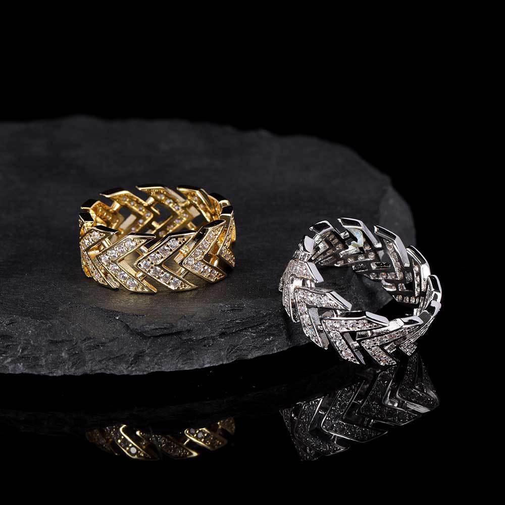 Iced Chevron CZ Band Ring