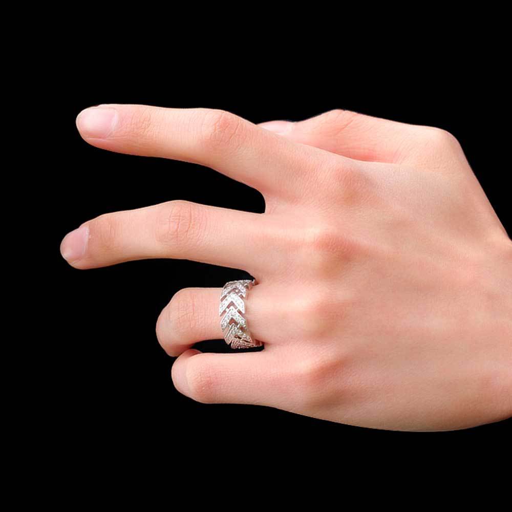 Iced Chevron CZ Band Ring