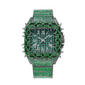 Iced Thorn Bezel Rhinestone Watch with Roman Numeral Dial