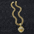 Iced Coin Pendant Necklace with 20" Cuban Chain