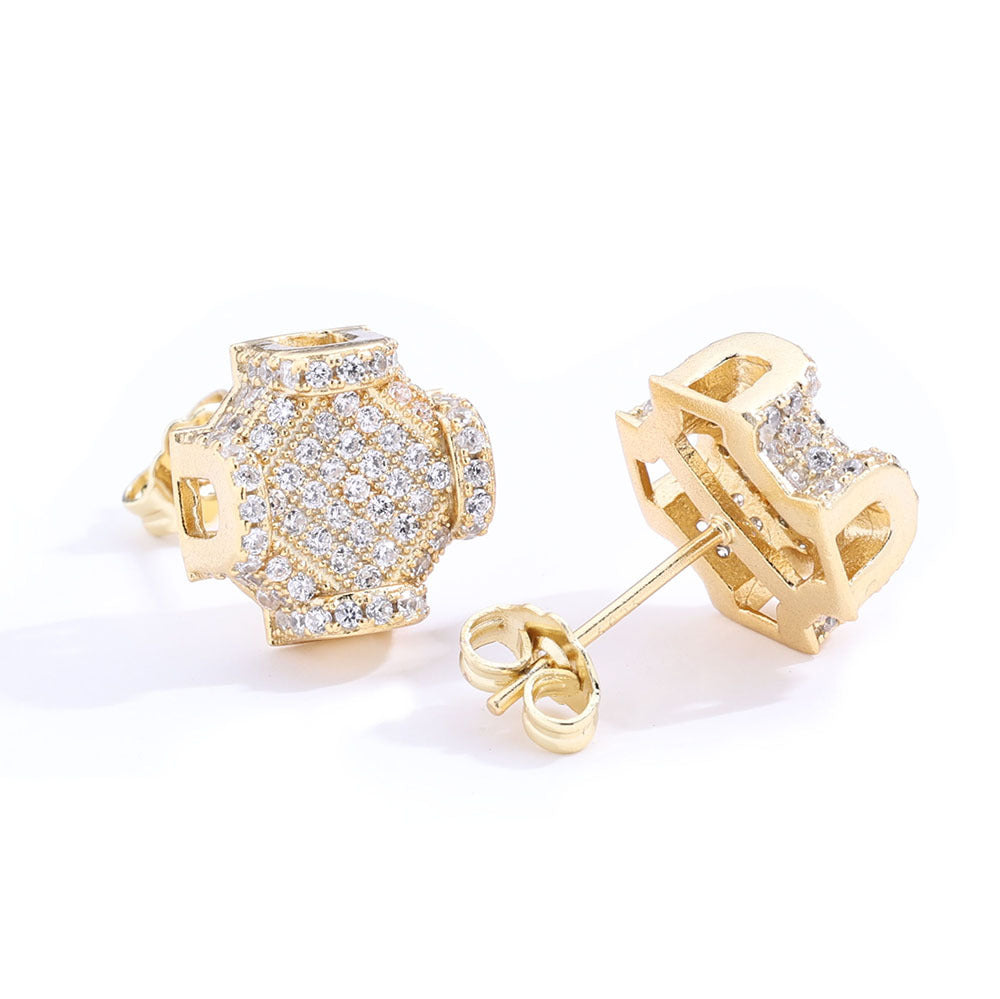 S925 Moissanite Iced Barrel Stud Earrings