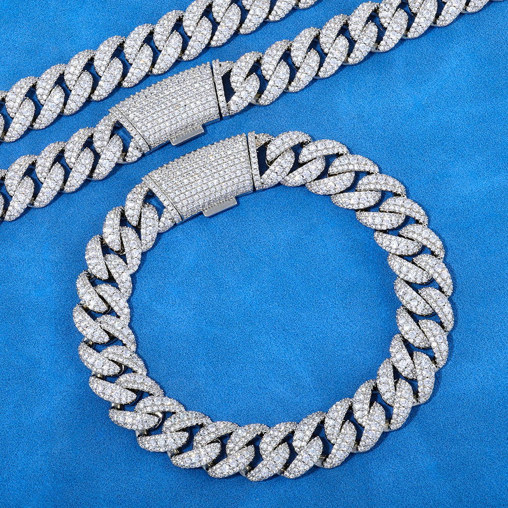 12mm/8inch S925 Moissanite Cuban Link Bracelet