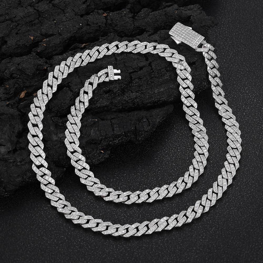 8mm/20inch Moissanite Cuban Link Chain Necklace in S925 Silver