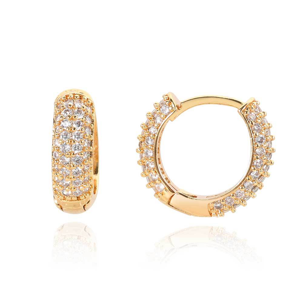 CZ Iced Huggie Hoop Earrings
