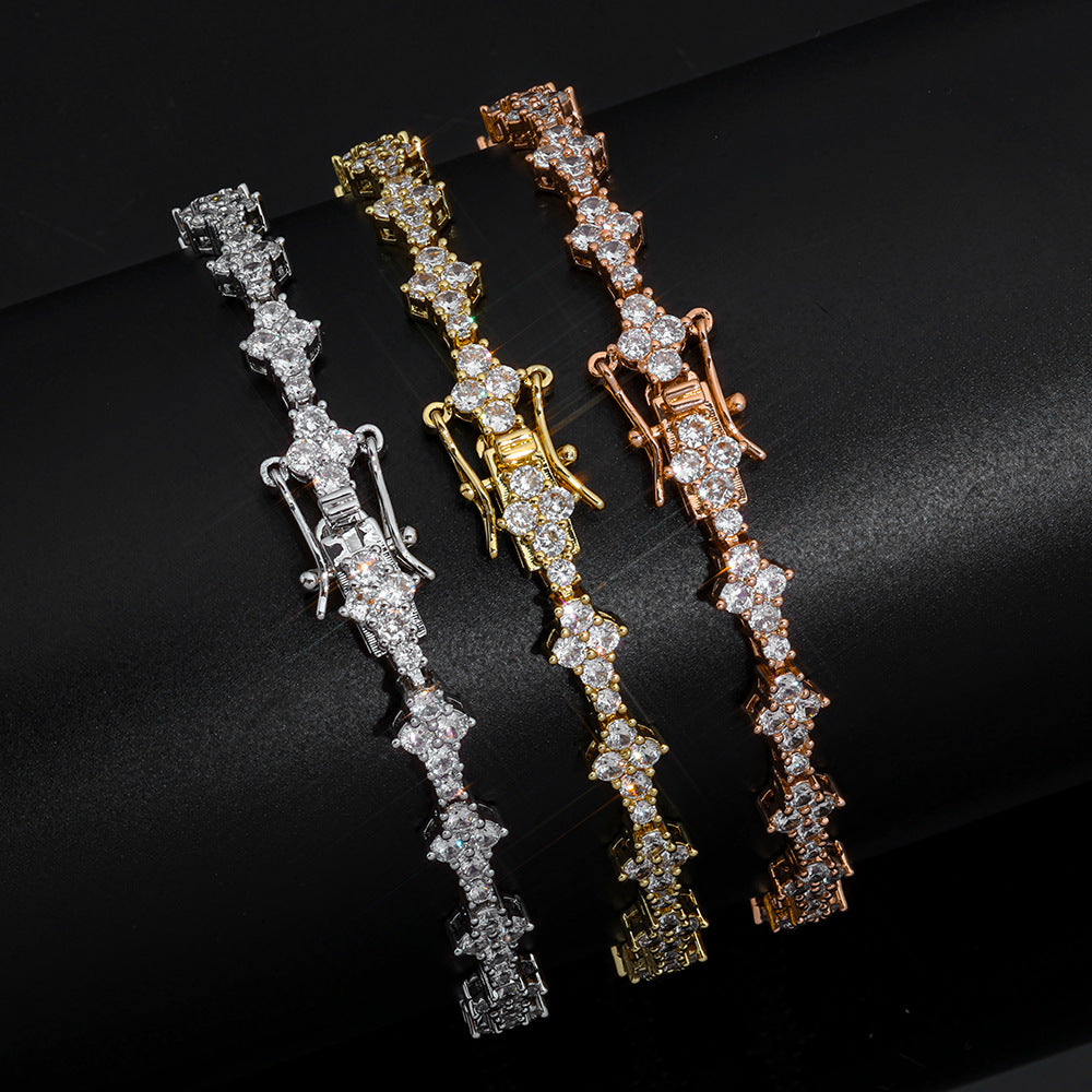 6.5mm/8inch S925 Moissanite Cluster Tennis Bracelet