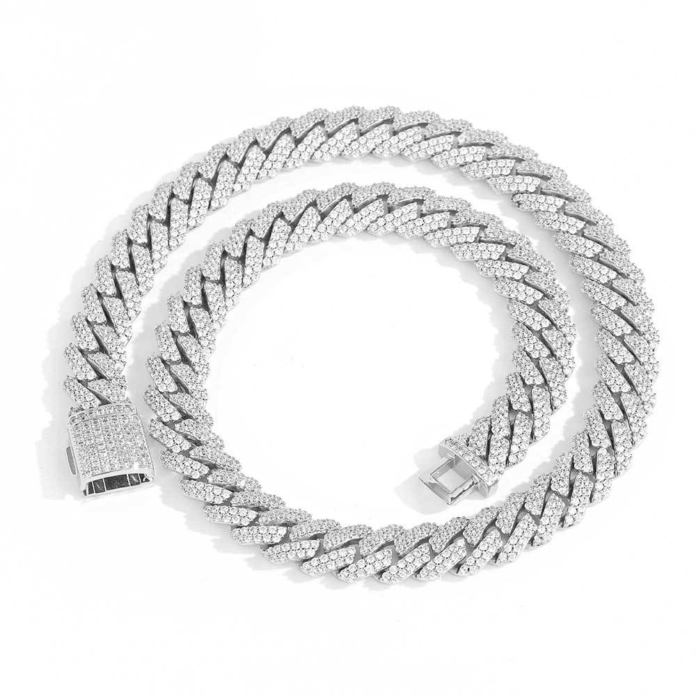 15mm/20inch Rhinestone Cuban Link Chain Necklace