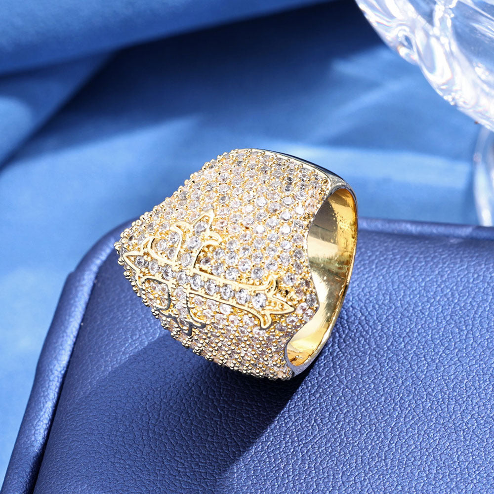 S925 Moissanite Iced Cross Signet Ring