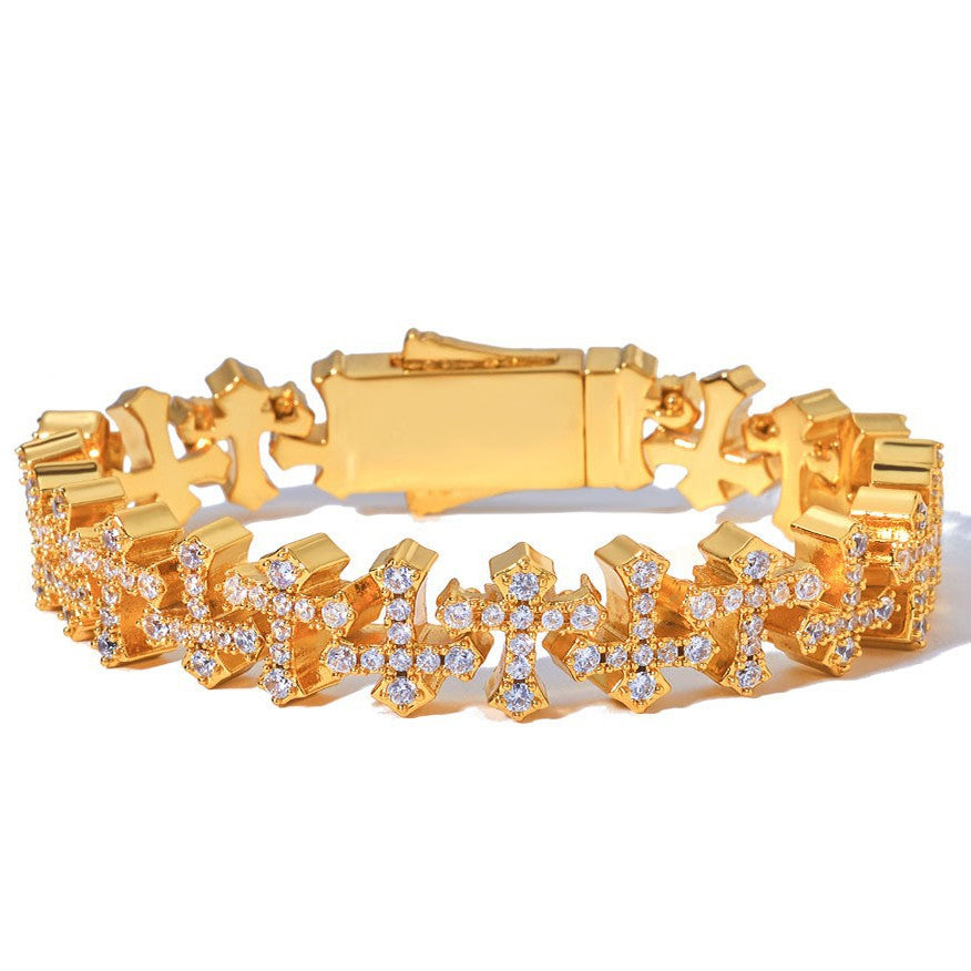 8.5mm/8inch Iced Cross Link Bracelet