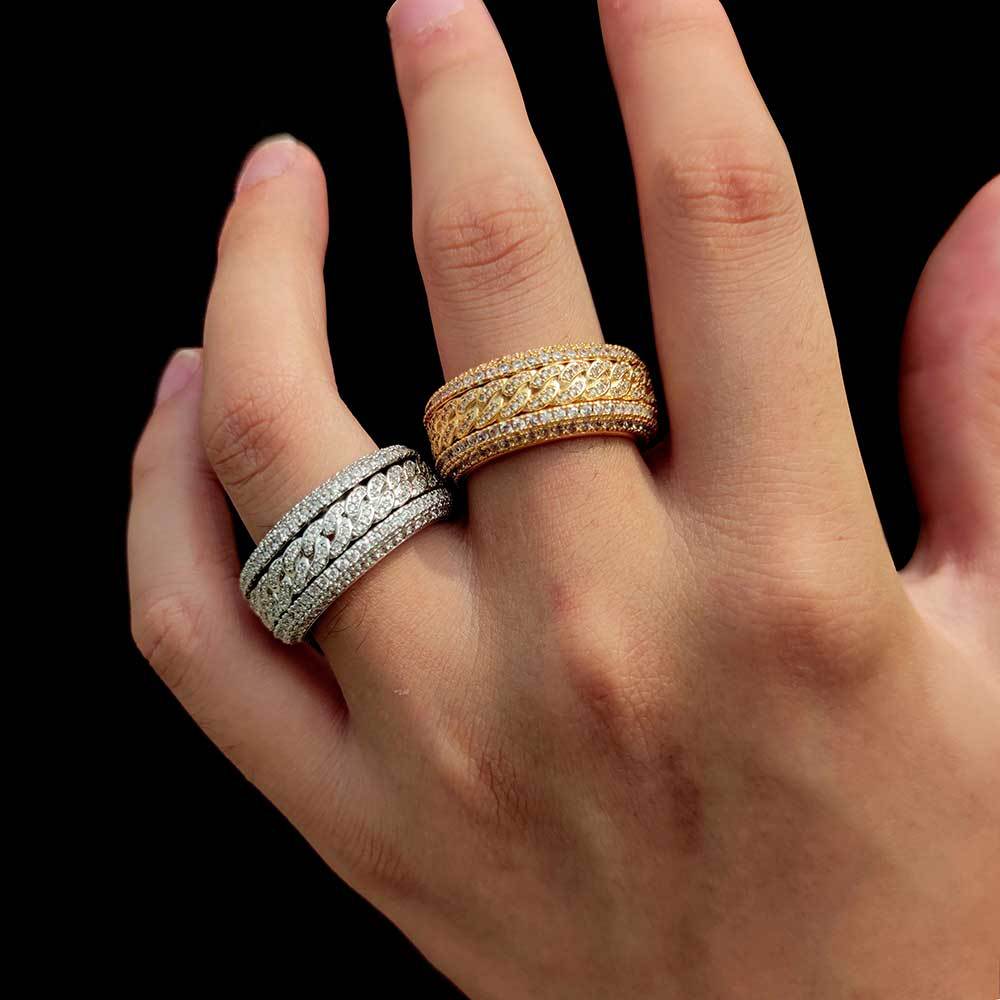 Iced Cuban Link Band Ring
