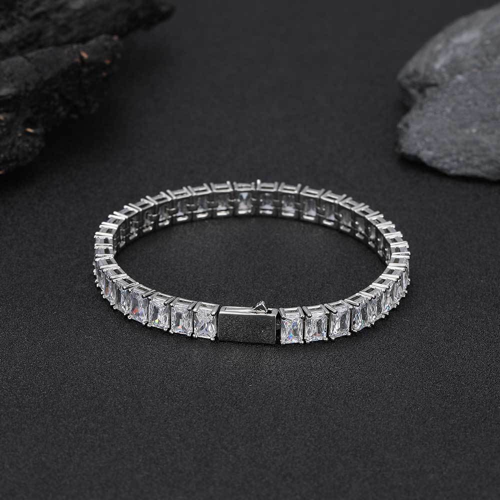 6mm/8inch CZ Iced Baguette Tennis Bracelet