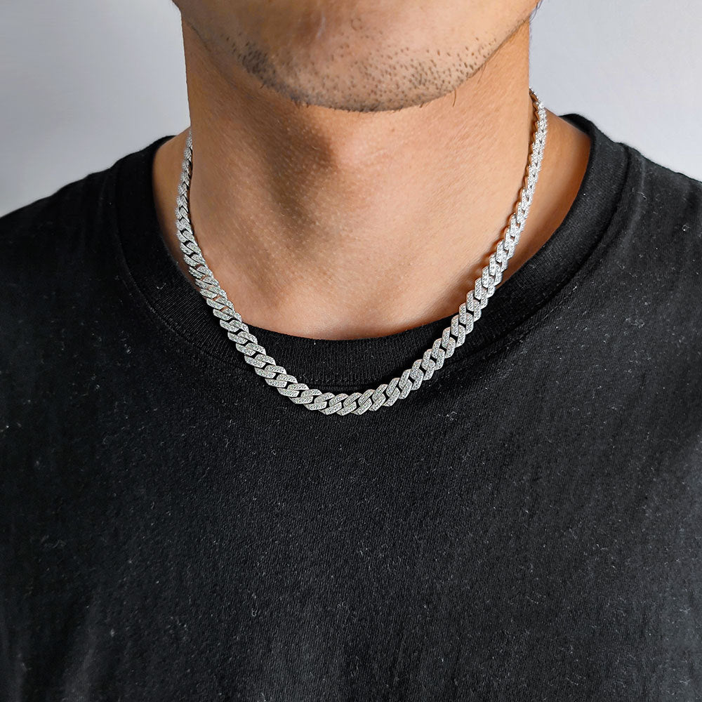 8mm/20inch Moissanite Cuban Link Chain Necklace in S925 Silver