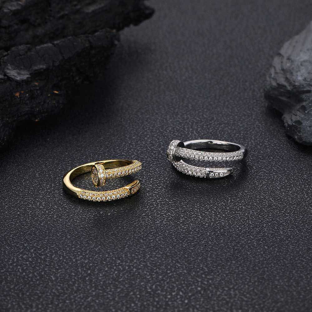 Iced Nail CZ Cuff Ring
