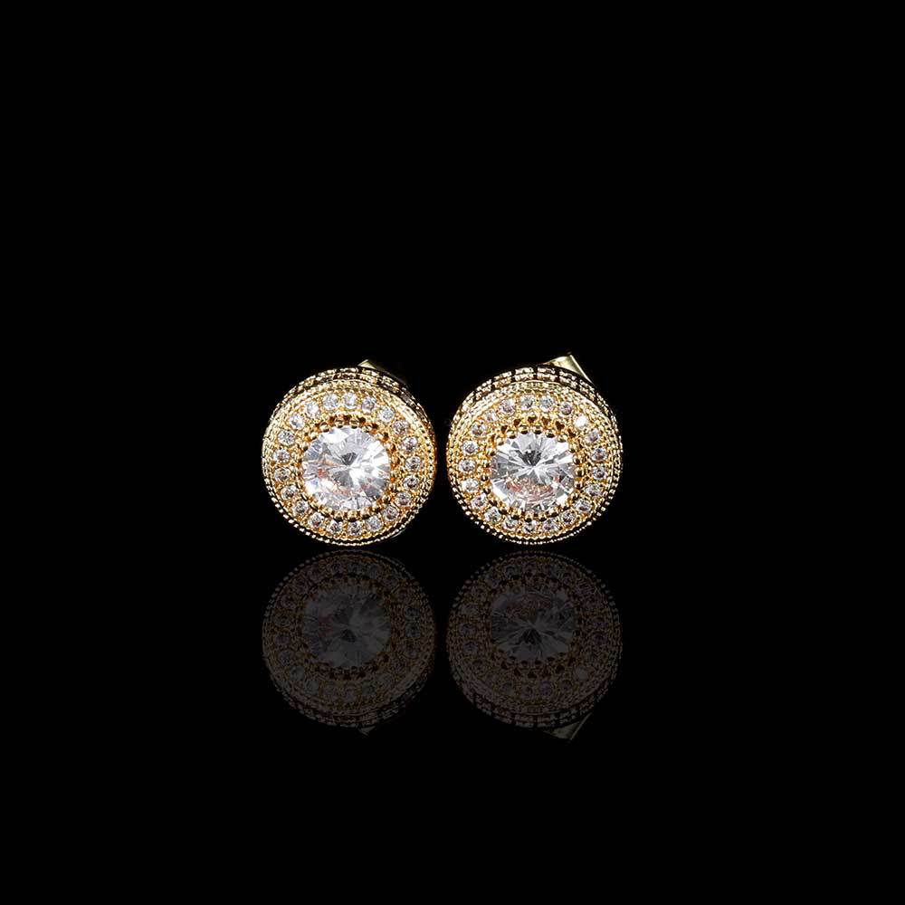 CZ Iced Round Stud Earrings