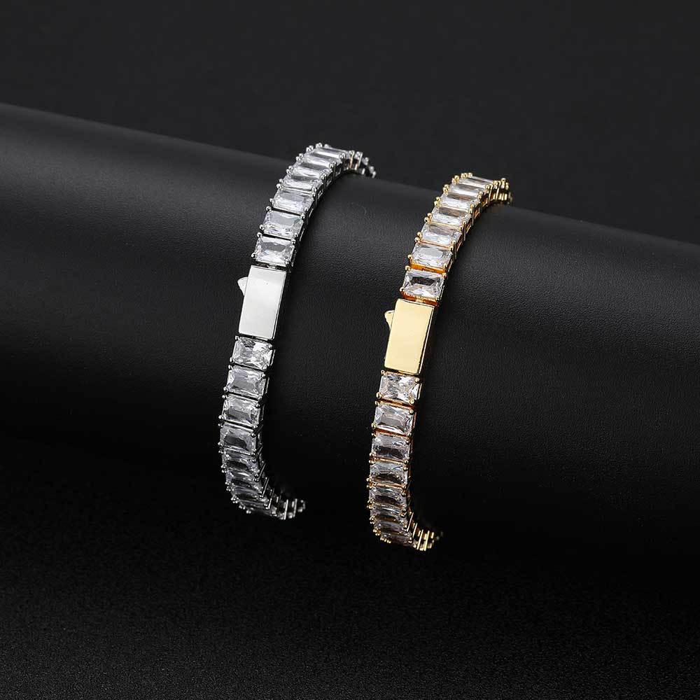 6mm/8inch CZ Iced Baguette Tennis Bracelet