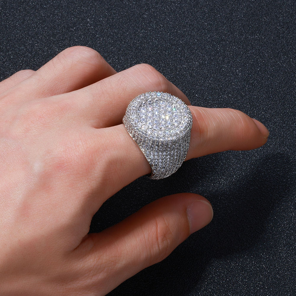 Iced Out Moissanite Dome Ring in S925 Sterling Silver