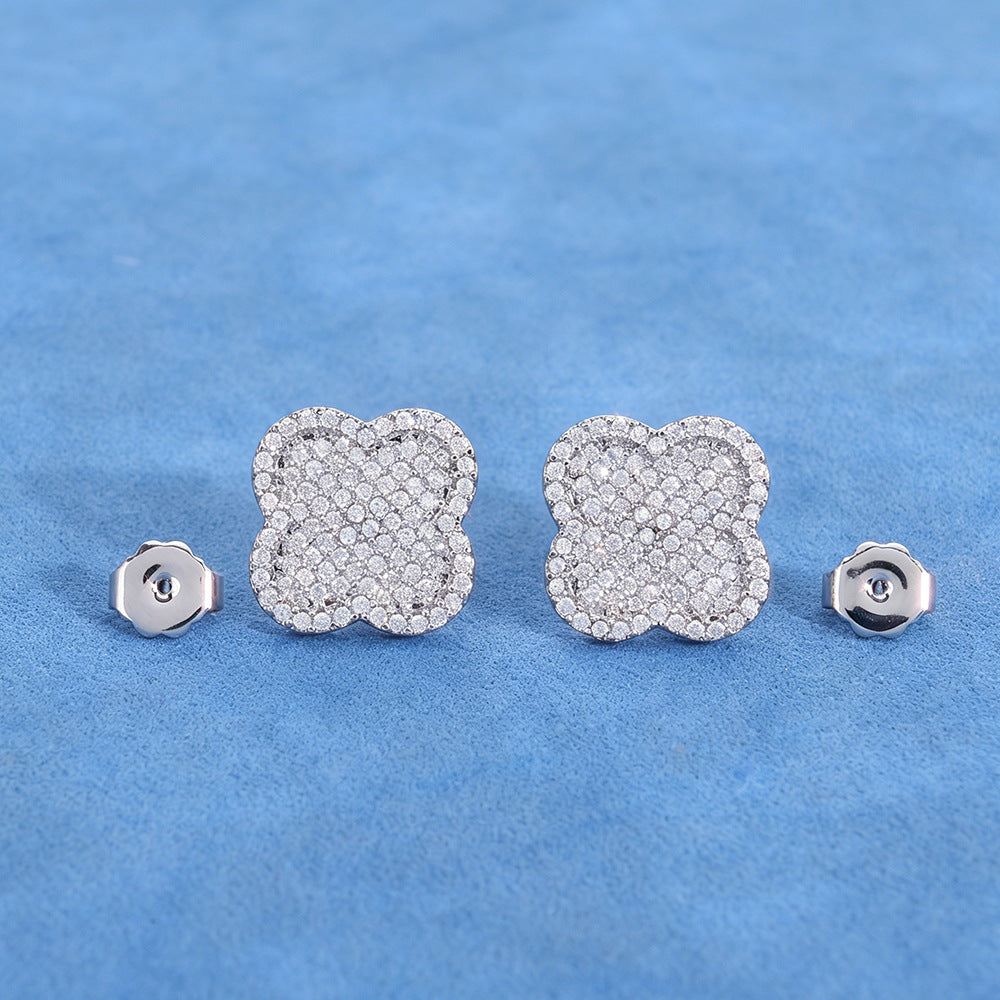 S925 Moissanite Clover Stud Earrings