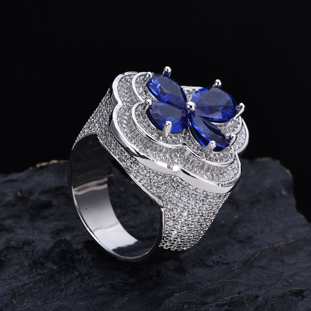 Iced Clover CZ Cocktail Ring
