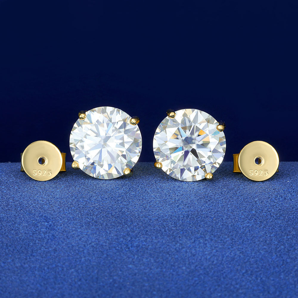 S925 Moissanite Round Stud Earrings