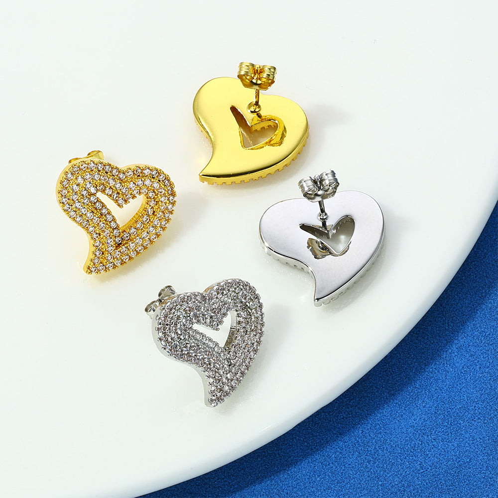 S925 Moissanite Heart Stud Earrings