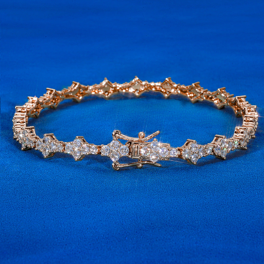 6.5mm/8inch S925 Moissanite Cluster Tennis Bracelet