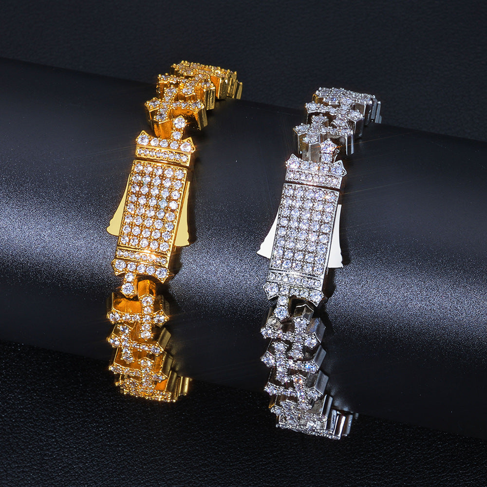 8.5mm/8inch Iced Cross Link Bracelet