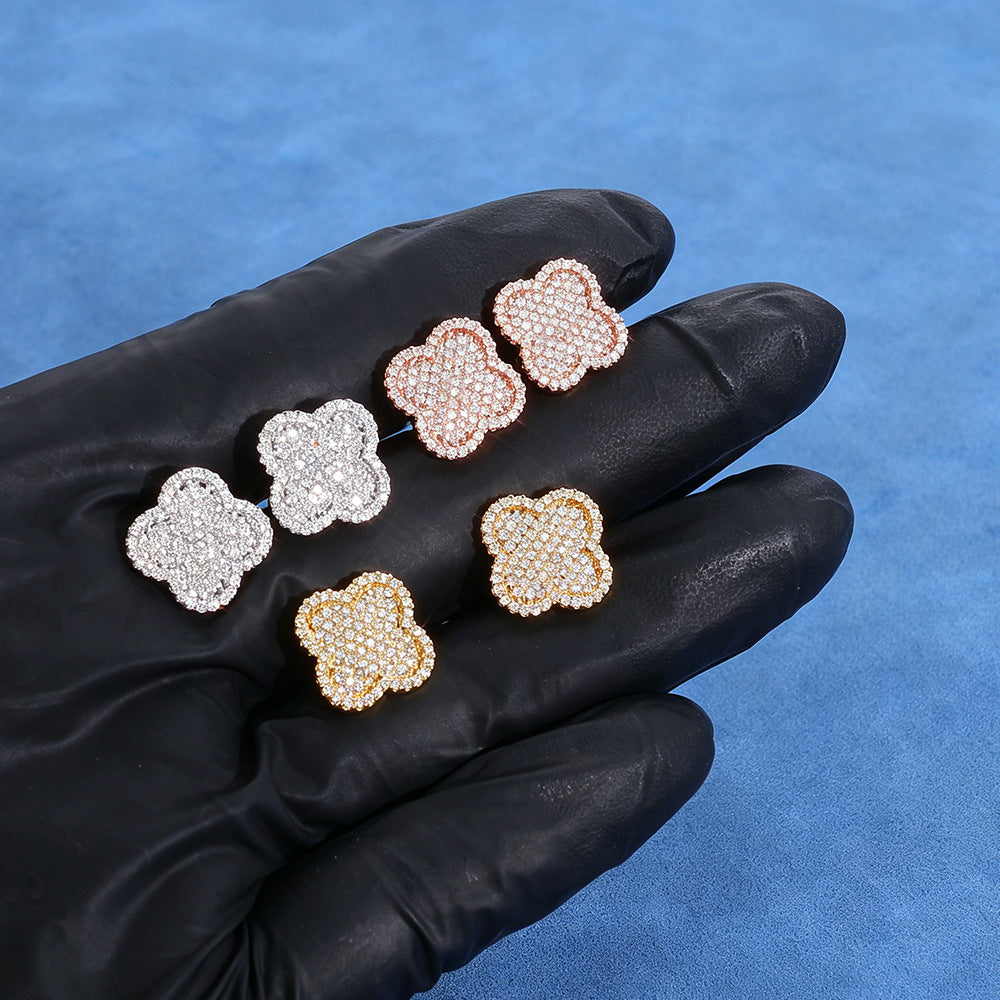 S925 Moissanite Clover Stud Earrings