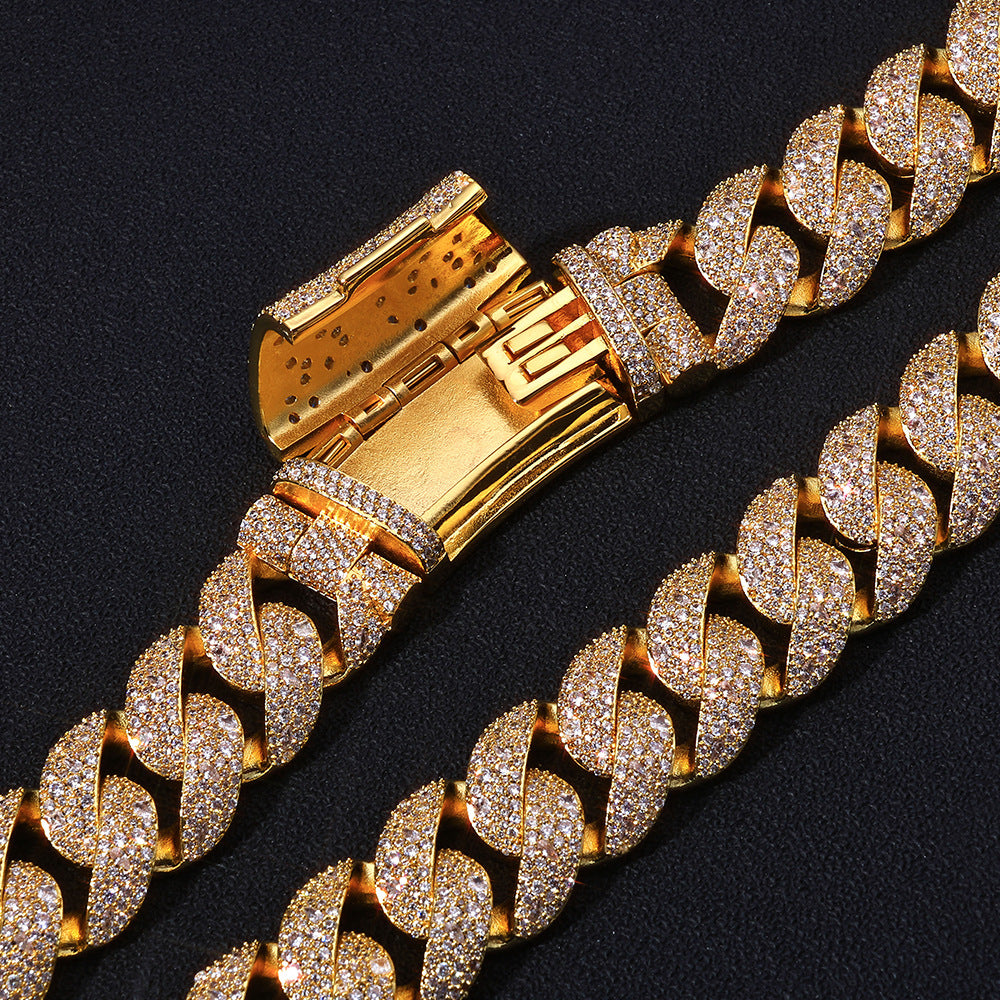 22mm/20inch Moissanite Cuban Link Chain Necklace in S925 Silver