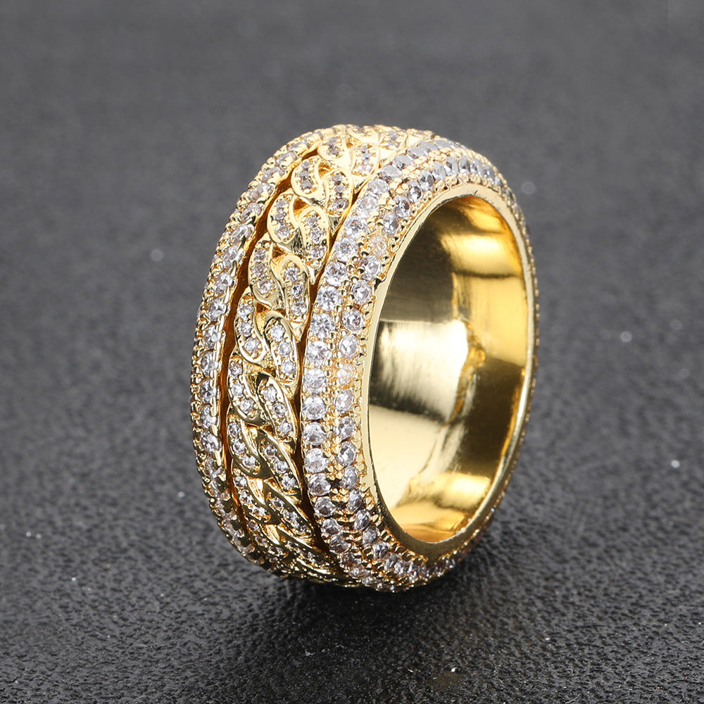 Iced Cuban Link Band Ring