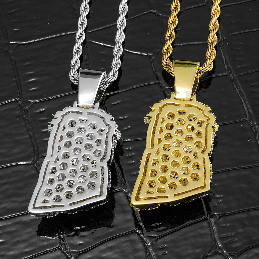 Iced-Out Jesus Face CZ Pendant Necklace with 24" Rope Chain