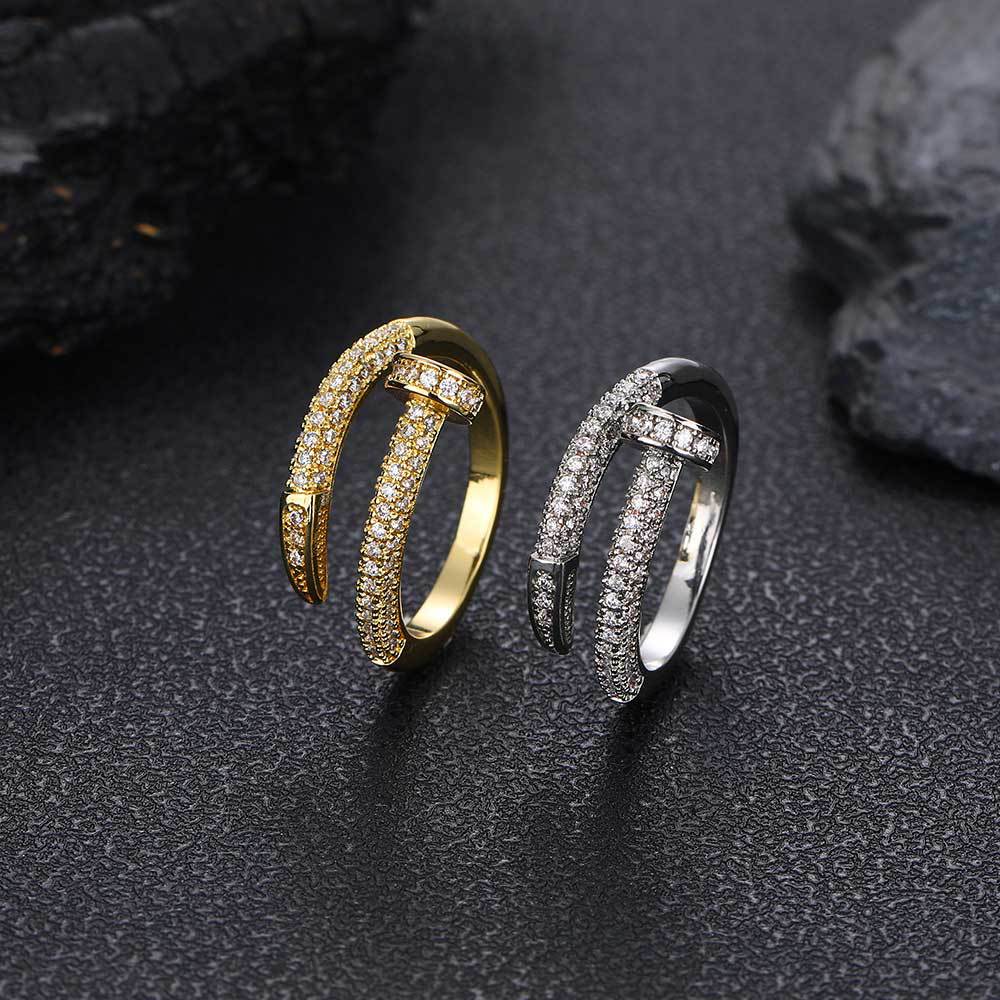 Iced Nail CZ Cuff Ring